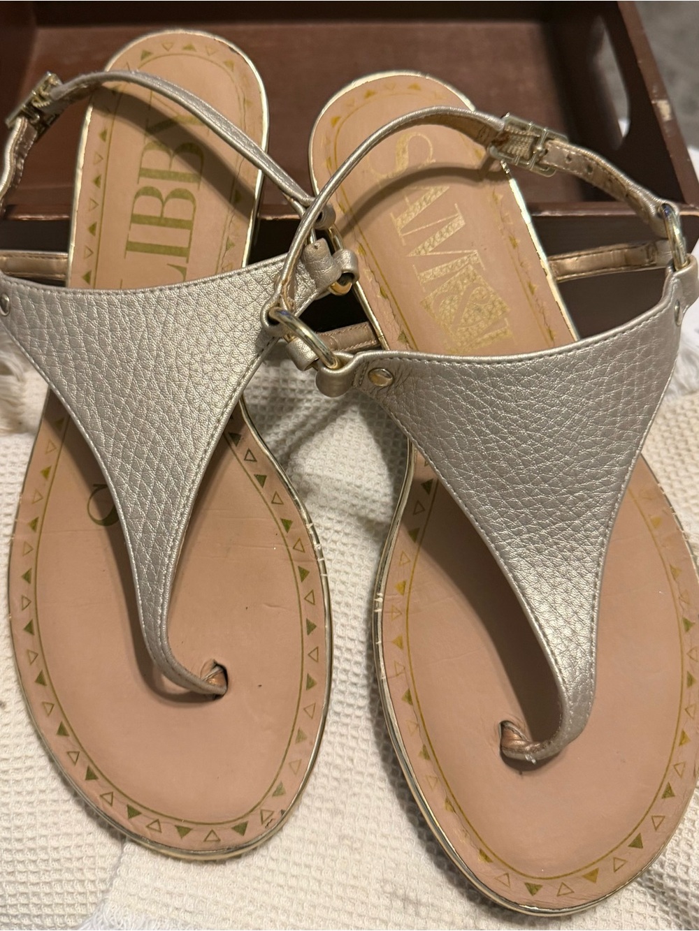 Sam & Libby Gold metallic leather sandals